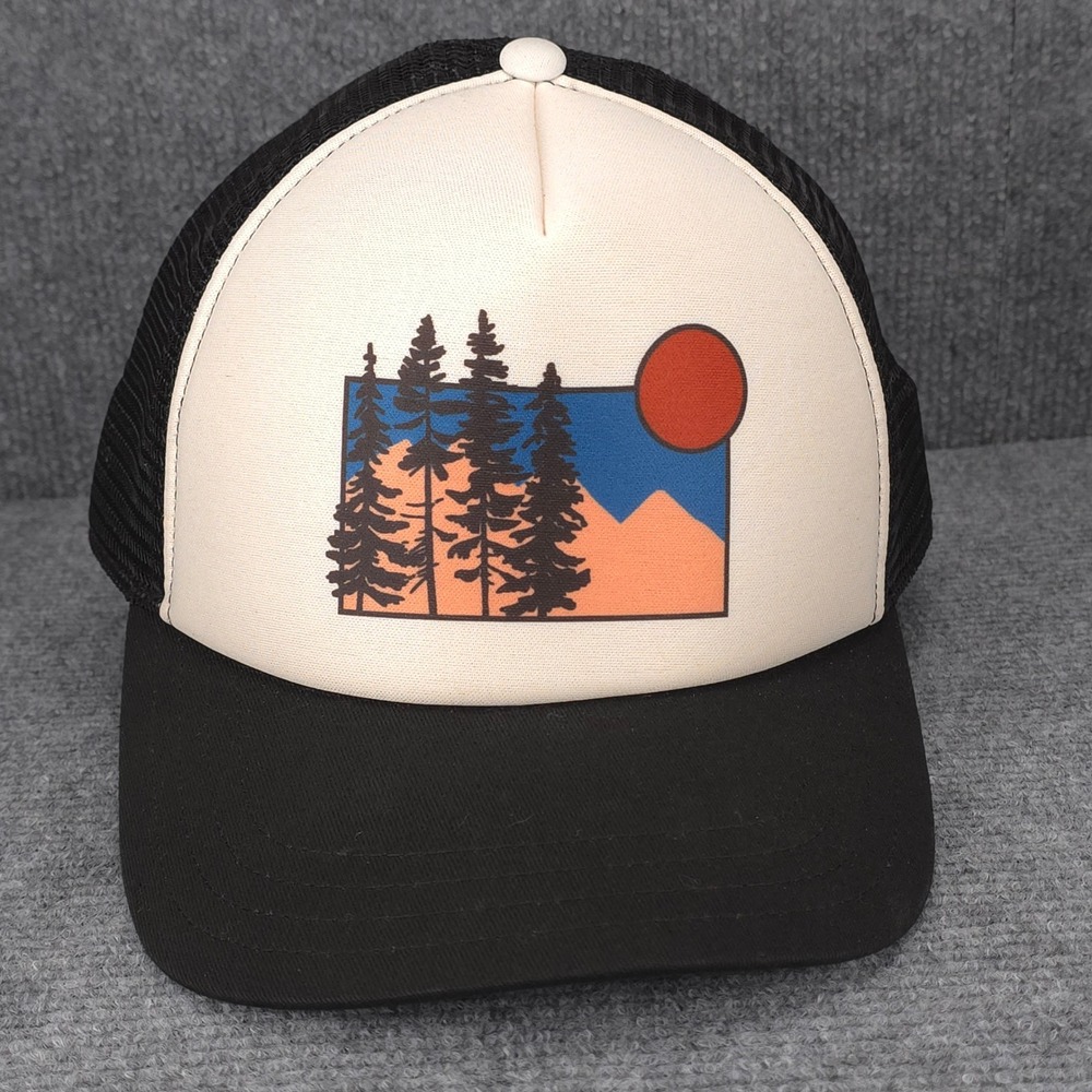 Pistil Hat Cap Snap Back One Size Black Outdoors Nature Hiking Trucker Mens